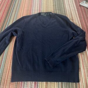 Ralph Lauren Men's Deep Blue V-Neck Sweater